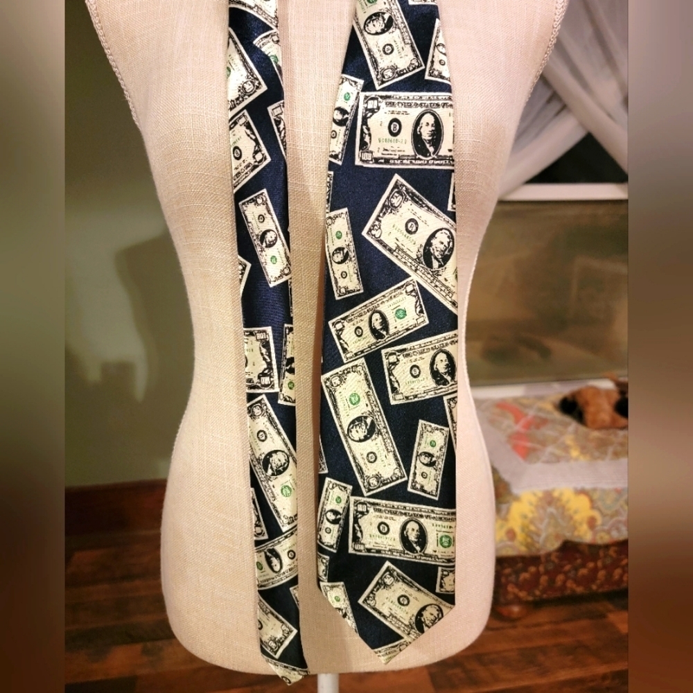 Vintage Roberto Cellini Money Tie Polyester Gift Men